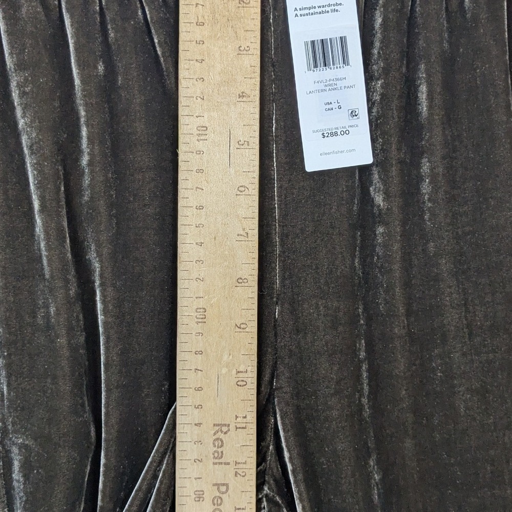 Eileen Fisher Wren Velvet Lantern Ankle Pant Womens Large Brown Silk Blend New - Picture 8 of 12
